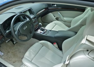 Plush leather envelops occupants of Infiniti G37X S Coupe.
