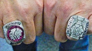 Norm Maciver displayed rings for both Blackhawks Stanley Cup runs.
