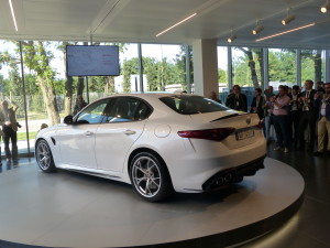 All the sleek lines reach a harmonious conclusion at the rear of the Giulia, which  takes aim at the BMW M3.